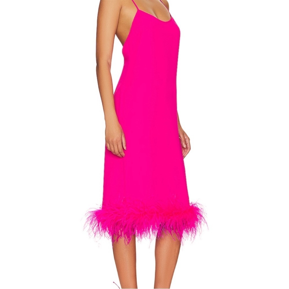 Amanda Uprichard Marianna Midi Dress in Hot Pink Size Small - Picture 3 of 10